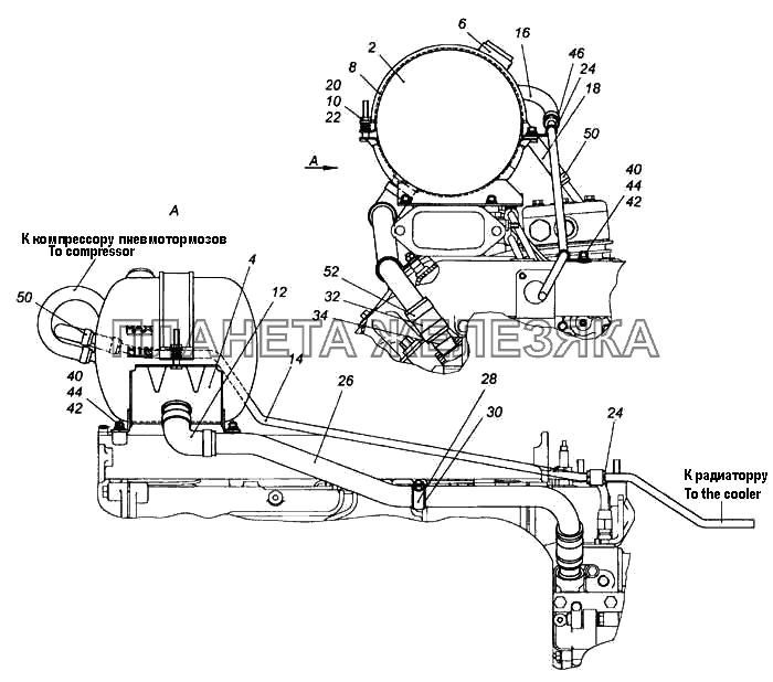 Установка расширительного бачка КамАЗ-5460 (каталог 2005 г.)