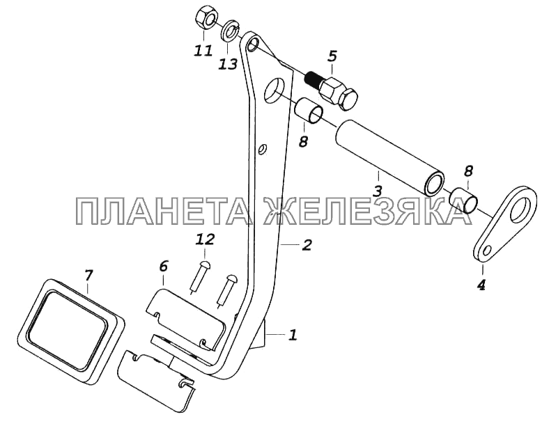 Педаль сцепления КамАЗ-5460 (каталог 2005 г.)
