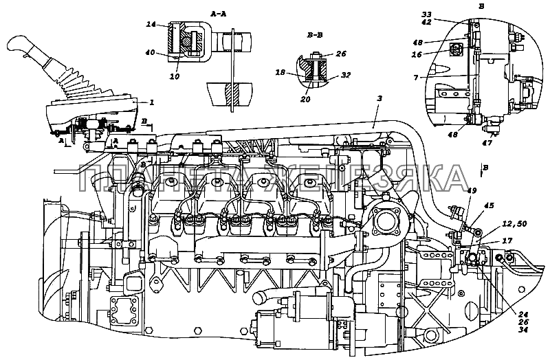 Привод управления механизмом переключения передач КамАЗ-5460 (каталог 2005 г.)