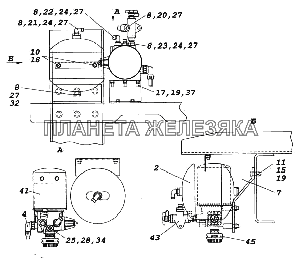 Установка осушителя КамАЗ-5460 (каталог 2005 г.)