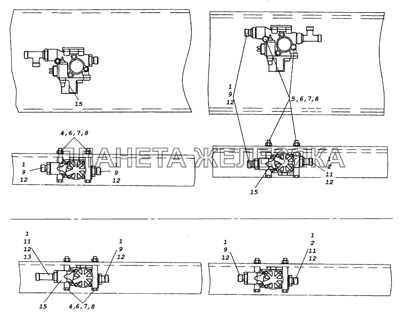 Установка модуляторов АБС КамАЗ-5460 (каталог 2005 г.)