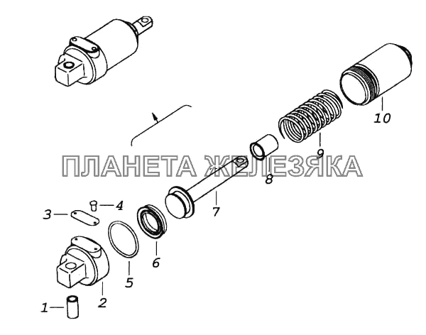 Цилиндр выключения подачи топлива пневматический КамАЗ-5460 (каталог 2005 г.)