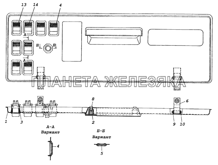 Панель выключателей КамАЗ-5460 (каталог 2005 г.)