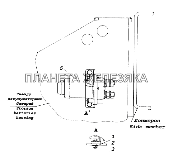 Установка малогабаритного выключателя массы КамАЗ-5460 (каталог 2005 г.)