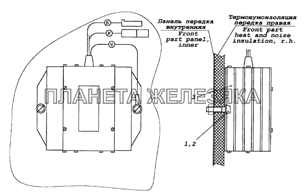 Установка преобразователя напряжения КамАЗ-5460 (каталог 2005 г.)