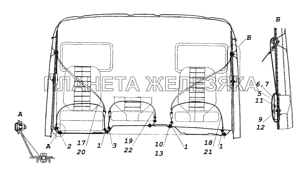 Установка ремней безопасности КамАЗ-5460 (каталог 2005 г.)