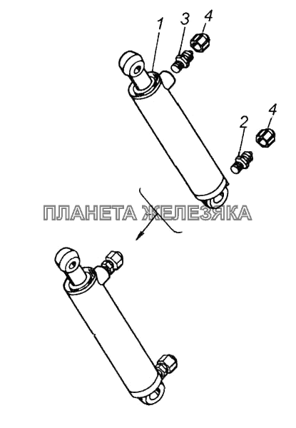 Цилиндр опрокидывания механизма кабины КамАЗ-5460 (каталог 2005 г.)