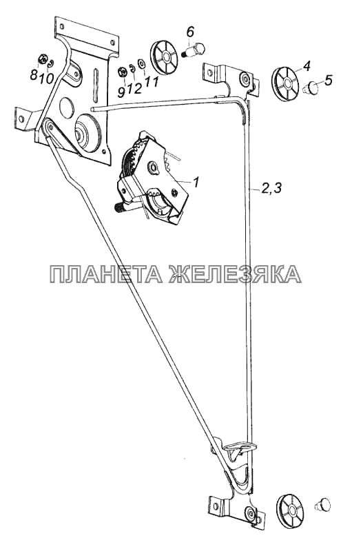 Стеклоподъемник двери в сборе КамАЗ-5460 (каталог 2005 г.)