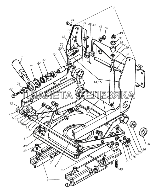 Механизм подрессоривания сиденья водителя КамАЗ-5460 (каталог 2005 г.)