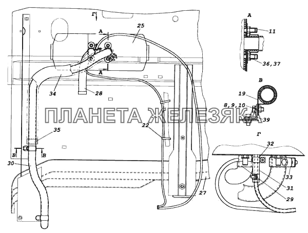 Установка воздушного отопителя AirTop2000 КамАЗ-5460 (каталог 2005 г.)