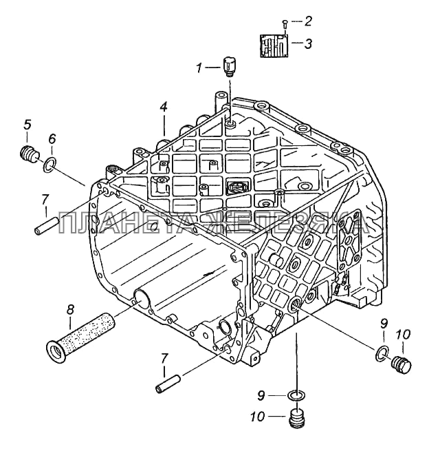 Картер коробки передач с пробками КамАЗ-5460 (каталог 2005 г.)