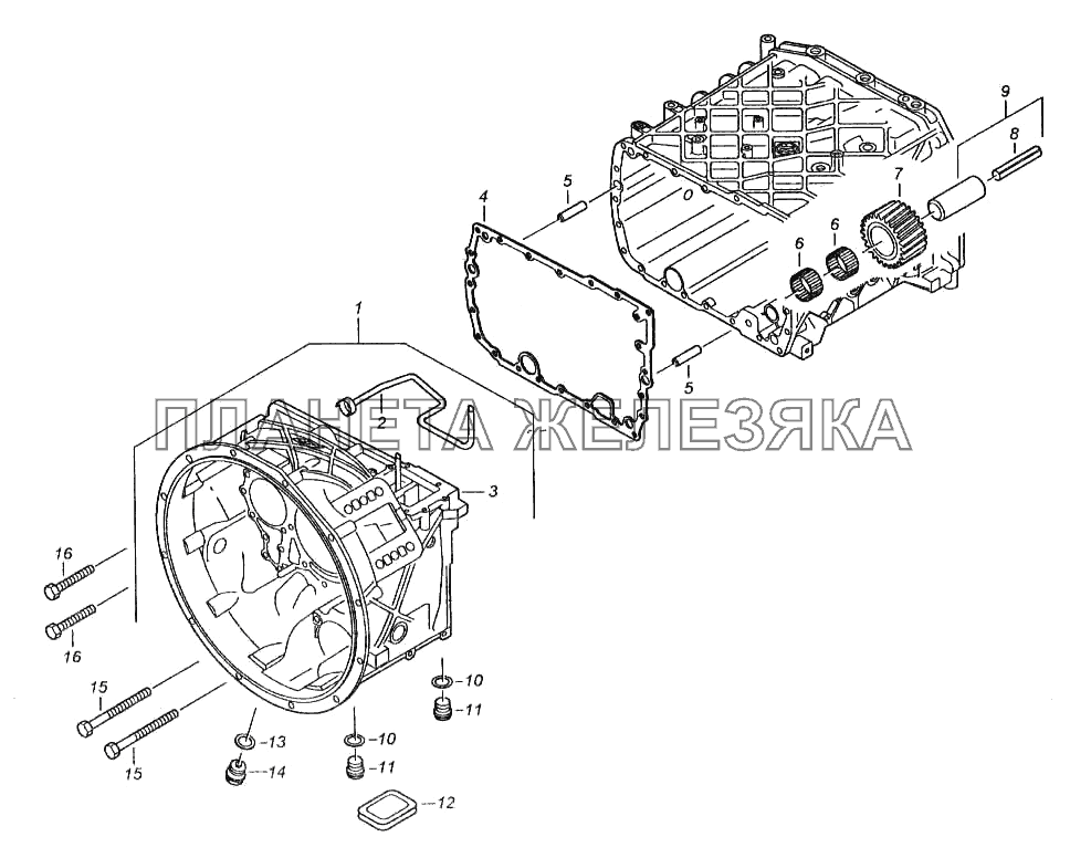 Установка картера сцепления КамАЗ-5460 (каталог 2005 г.)