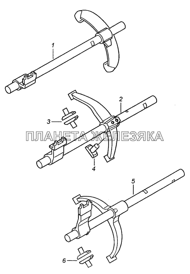 Штоки вилок переключения передач КамАЗ-5460 (каталог 2005 г.)