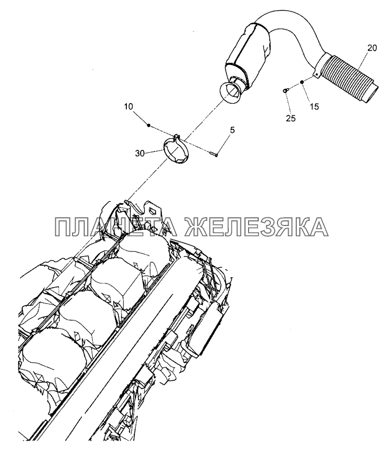 5490-1200004-01 Установка системы выпуска на силовом агрегате КамАЗ-5490