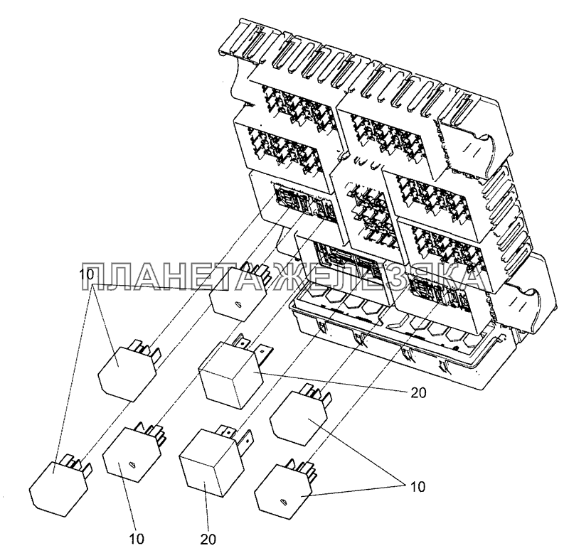 0000-4017100 Установка реле в блоке реле и предохранителей КамАЗ-5490