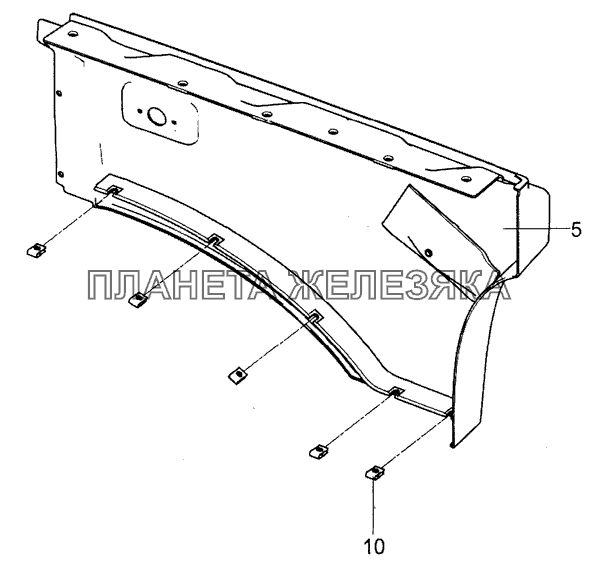 5490-8403032-10 Панель средней части переднего крыла правая КамАЗ-5490