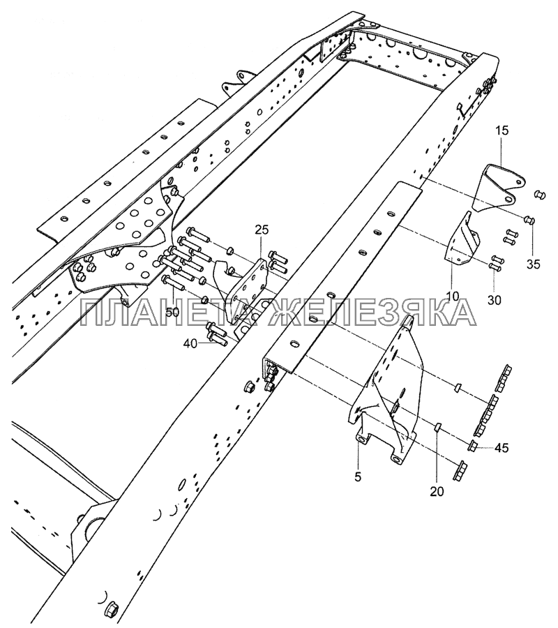 5490-2900005-45 Установка кронштейнов подвески на раму КамАЗ-5490