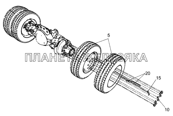 5460-3101703-61 Установка сдвоенных стальных колес КамАЗ-5490