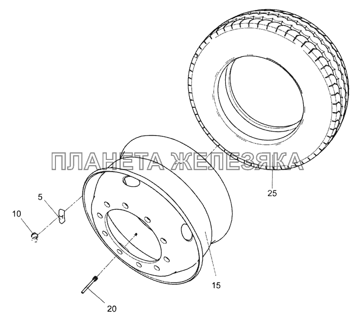 5460-3101711-60 Колесо 9.00x22,5 стальное с шиной КамАЗ-5490