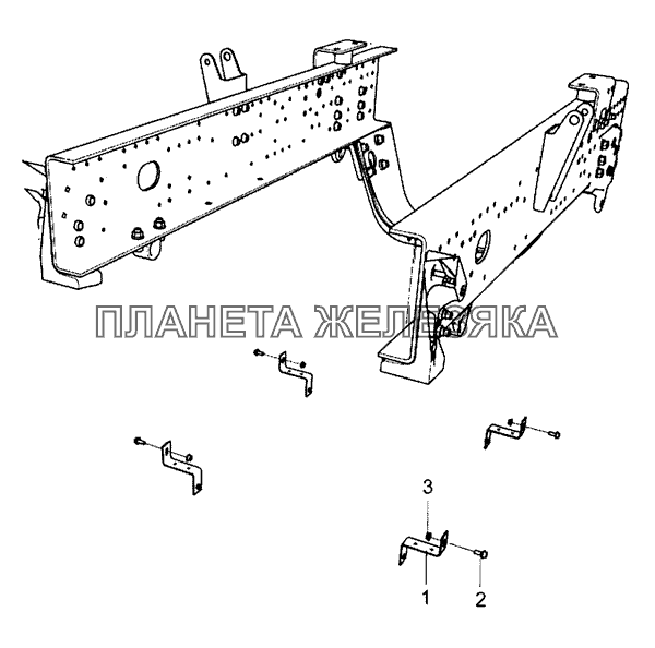 5490-1080090 Установка кронштейнов шумоизоляционного экрана под двигателем КамАЗ-5490