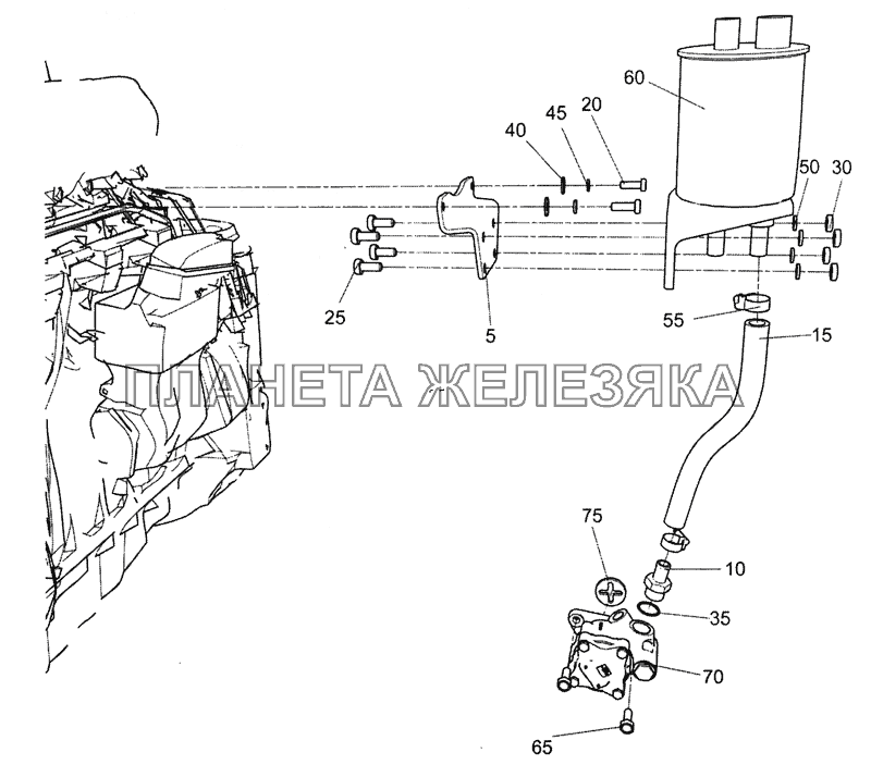 5490-3400019 Установка бачка и насоса ГУР КамАЗ-5490