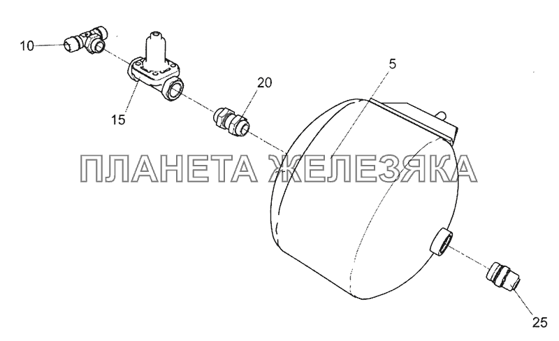 5490-3513002-30 Ресивер малый с фитингами КамАЗ-5490