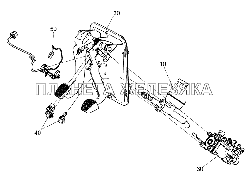 0000-3514001 Блок педалей с элементами крепления и датчиками КамАЗ-5490