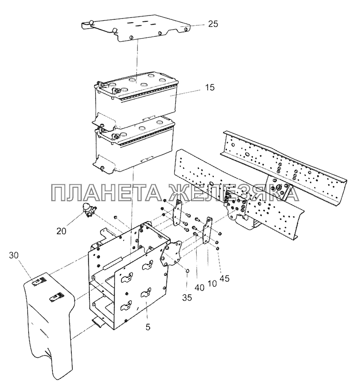 6580-3703001 Установка ящика с аккумуляторами КамАЗ-5490