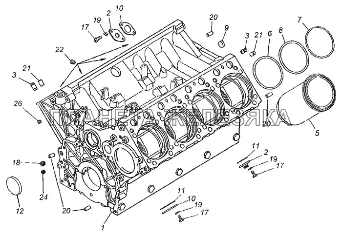 Блок цилиндров в сборе КамАЗ-6460