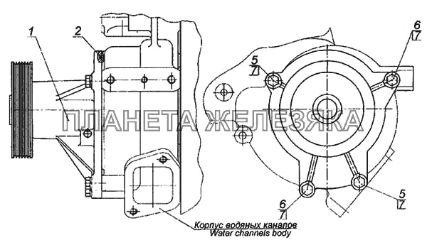 Установка водяного насоса КамАЗ-6460
