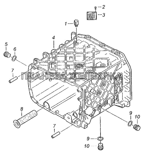Картер коробки передач с пробками КамАЗ-6460