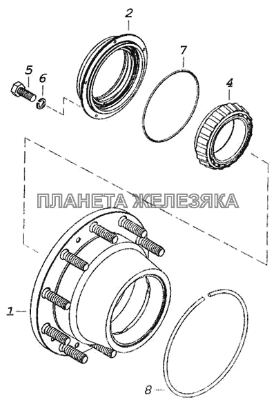Ступица заднего колеса с манжетами КамАЗ-6460