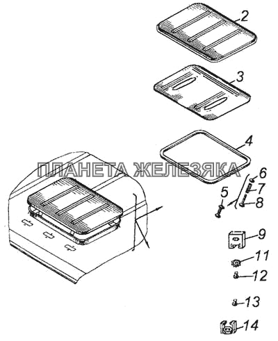 Установка вентиляционного люка крыши КамАЗ-6460