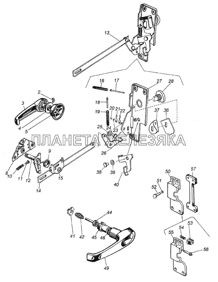 Замок, фиксатор замка, ручка двери КамАЗ-6460