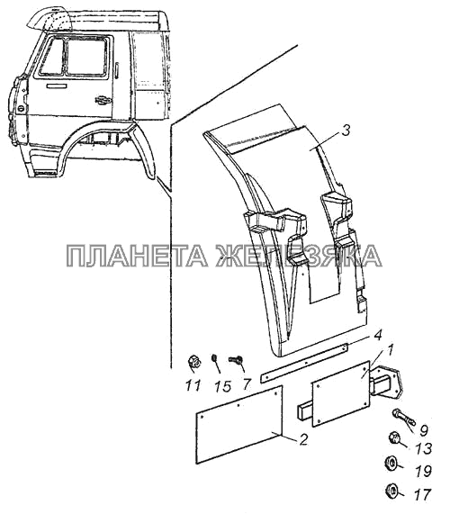 Установка задней части переднего крыла правая/левая КамАЗ-6460