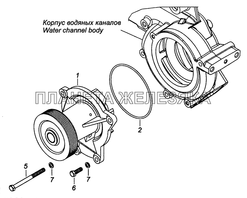 740.63-1307005 Установка водяного насоса КамАЗ-6460 (Евро 3, 4)