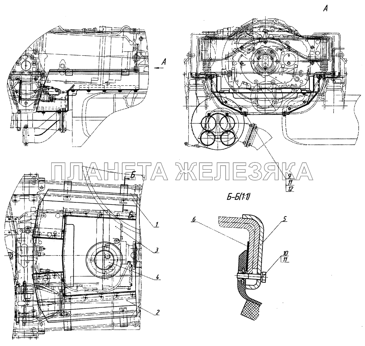 6460-1580004-63 Установка нижнего шумоизоляционного экрана КПП КамАЗ-6460 (Евро 3, 4)