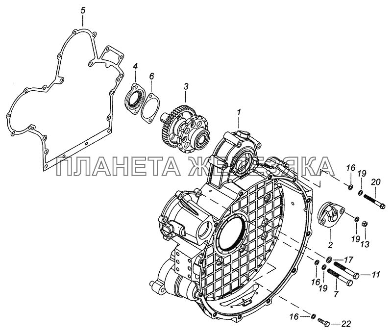 740.63-1002004-10 Установка картера маховика КамАЗ-6460 (Евро 3, 4)