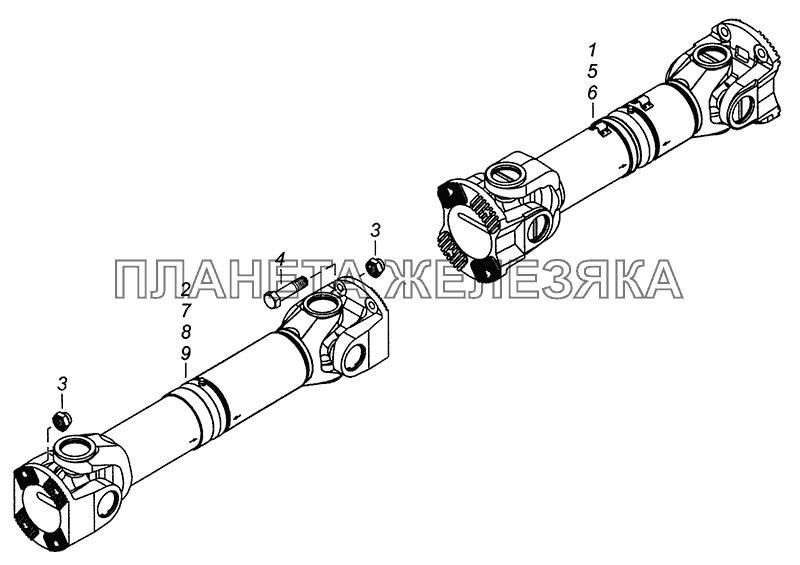 6460-2200001-40 Установка карданных валов КамАЗ-6460 (Евро 3, 4)