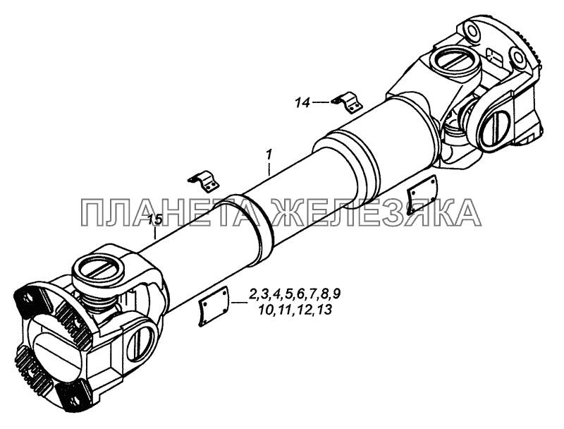 6520-2201011-11 Вал карданный заднего моста КамАЗ-6460 (Евро 3, 4)