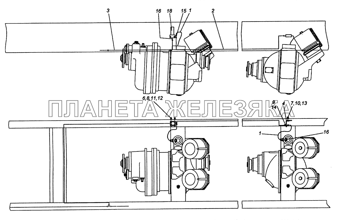 6520-2411020-20 Привод блокировки межколесных дифференциалов КамАЗ-6460 (Евро 3, 4)