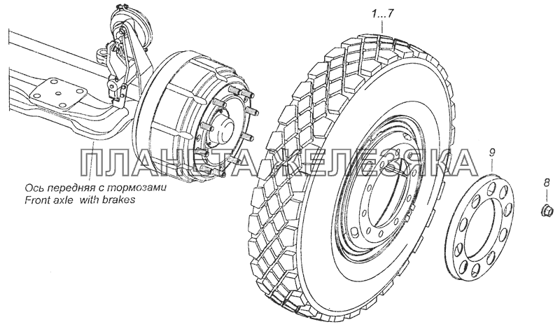 6520-3101002 Установка передних колес КамАЗ-6460 (Евро 3, 4)