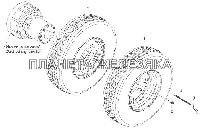 6460-3101003 Установка сдвоенных стальных колес КамАЗ-6460 (Евро 3, 4)