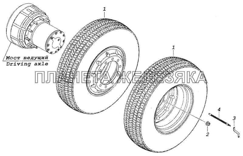 6460-3101003-10 Установка сдвоенных алюминиевых колес КамАЗ-6460 (Евро 3, 4)