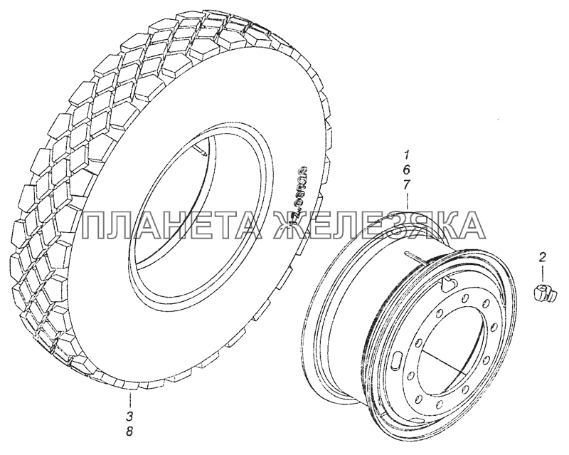 6520-3101011 Колесо с шиной КамАЗ-6460 (Евро 3, 4)