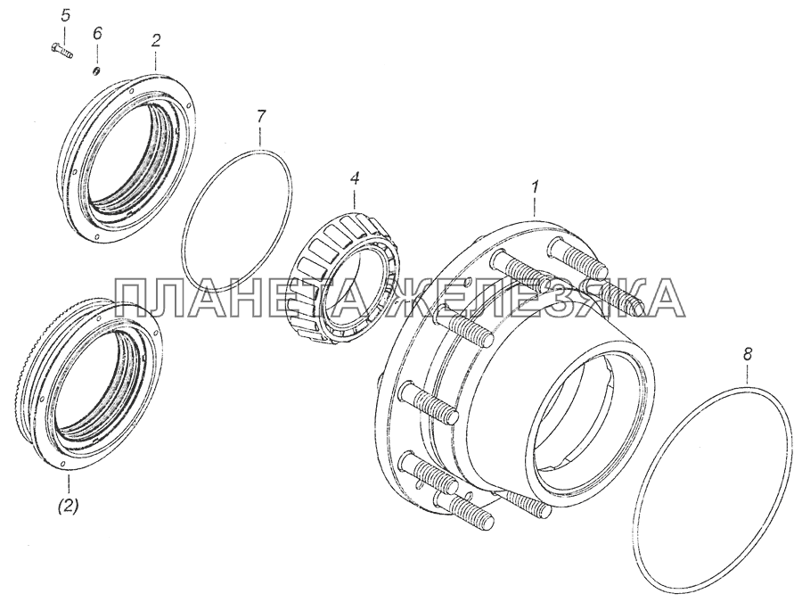 6520-3104009 Ступица заднего колеса с манжетами КамАЗ-6460 (Евро 3, 4)