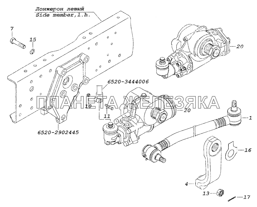 6520-3400012 Установка рулевого механизма КамАЗ-6460 (Евро 3, 4)