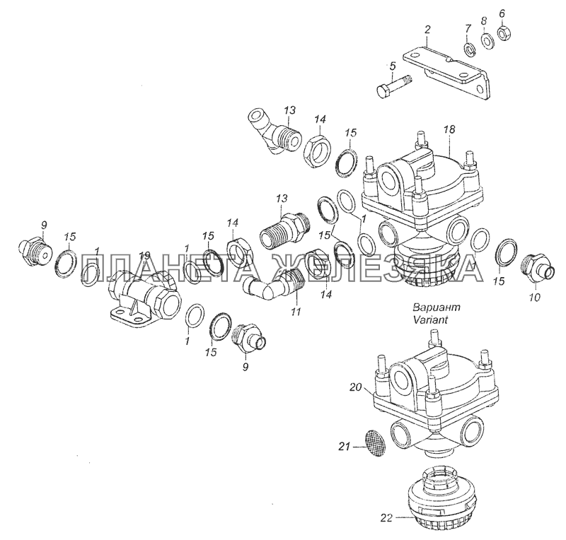 6520-3500018-41 Установка ускорительного клапана КамАЗ-6460 (Евро 3, 4)