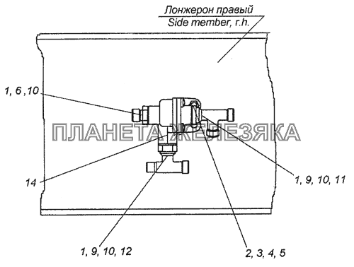 6460-3500062 Установка клапана двухмагистрального КамАЗ-6460 (Евро 3, 4)