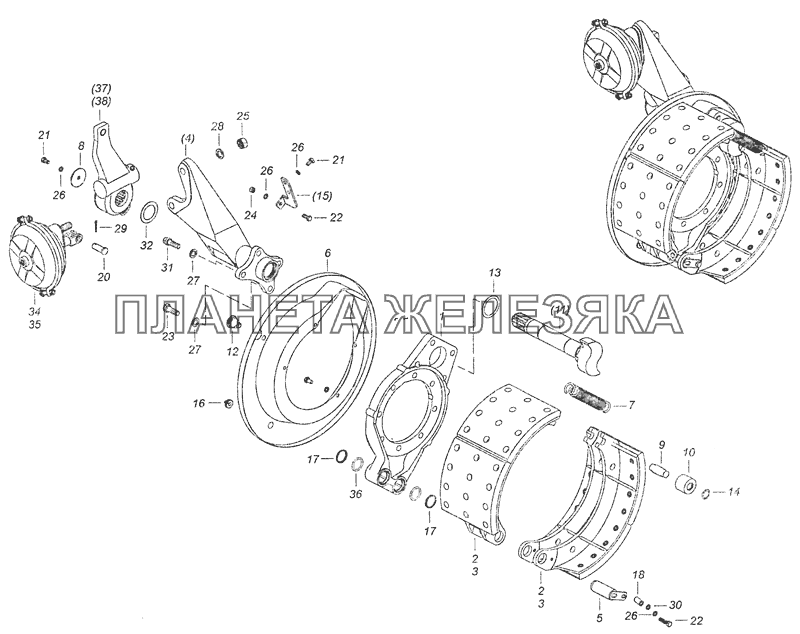 6520-3501011-12 Тормоз передний КамАЗ-6460 (Евро 3, 4)